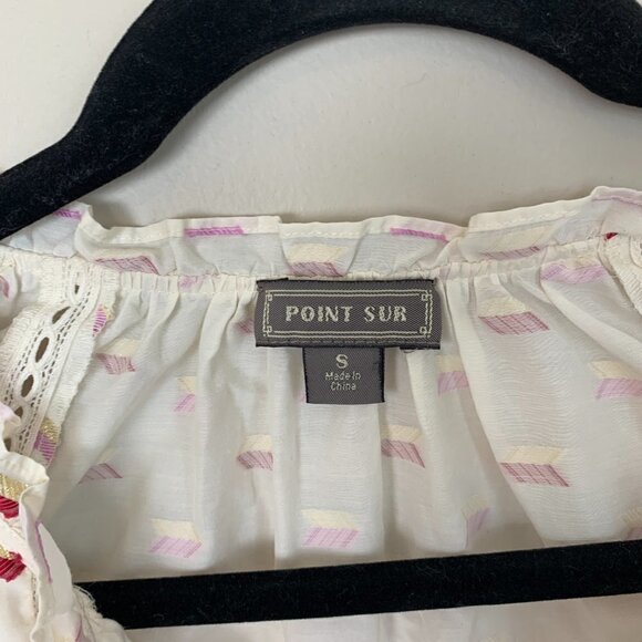 J. Crew Point Sur Cream Colored Popover Metallic Clip Dot Size Small - Picture 2 of 11